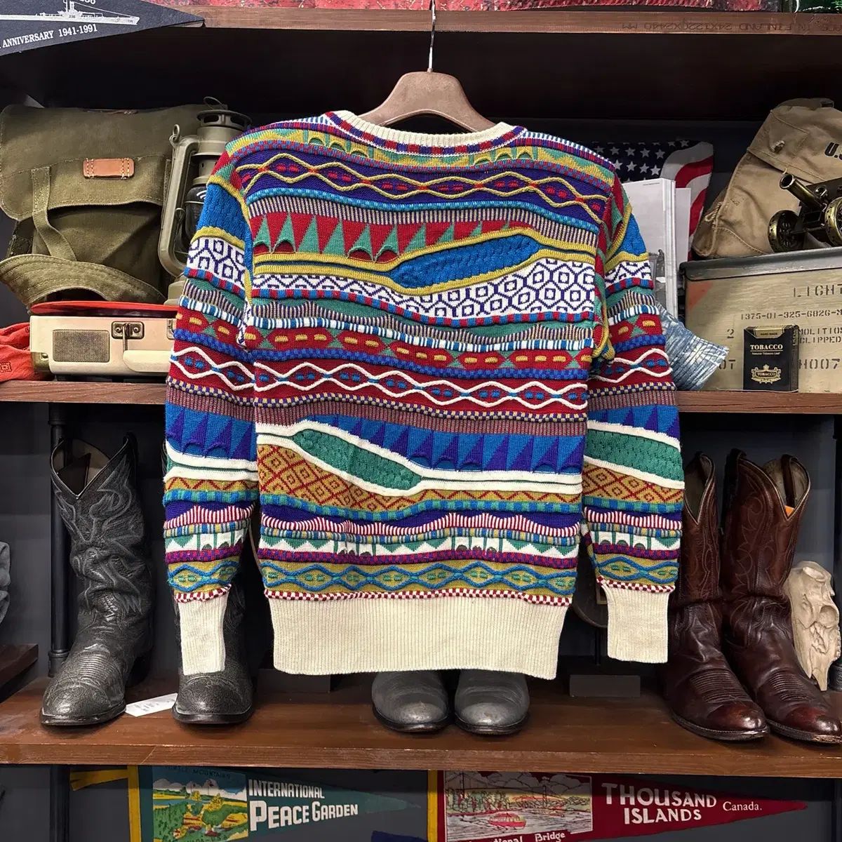 90s JPN ヴィンテージ マルチカラー 立体ケーブル COOGI(クージー