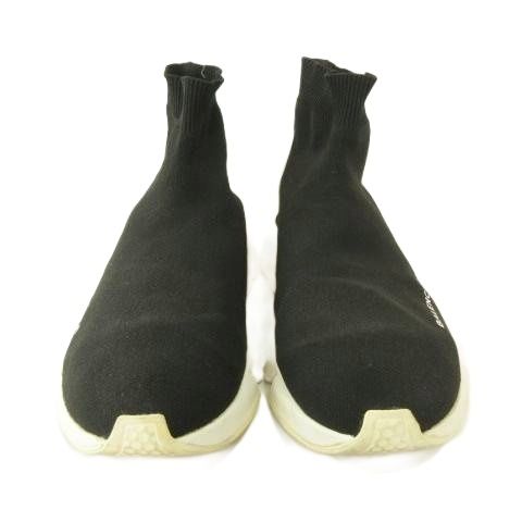 バレンシアガ スピード トレーナー スニーカー ソックス 圧底 ロゴ イタリア製 39 約26 cm 黒 ブラック AA