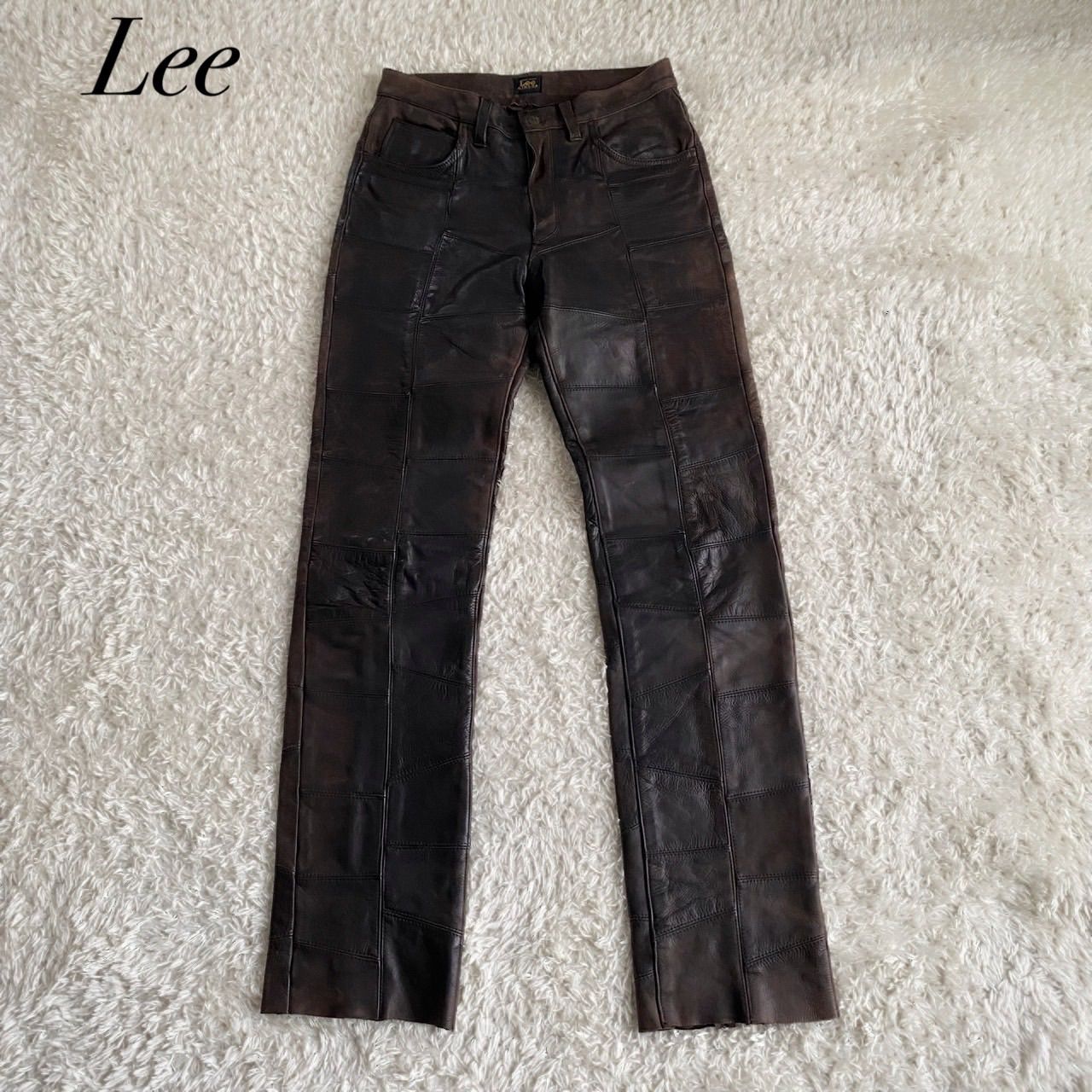 Lee RIDERS leather pants レザーパンツ 革パン パッチワーク ダーク