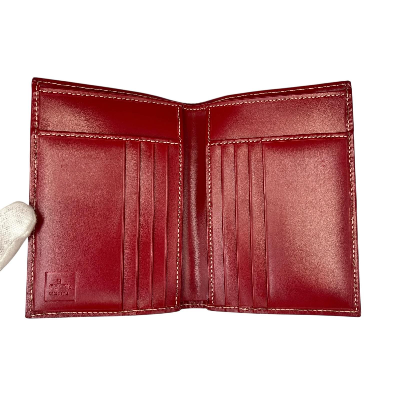 FENDI 二つ折り財布 レッド フェンディ FENDI 二つ折り財布 ズッキーノ 札入れ キャンバス/レザー