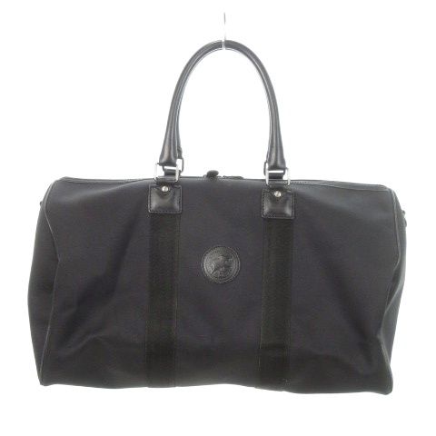 【中古】ハンティングワールド HUNTING WORLD サファリトゥデイ ボストンバッグ ワンポイント ロゴ型押しパッチ 黒 ハンティングワールド HUNTING WORLD サファリトゥデイ ボストンバッグ