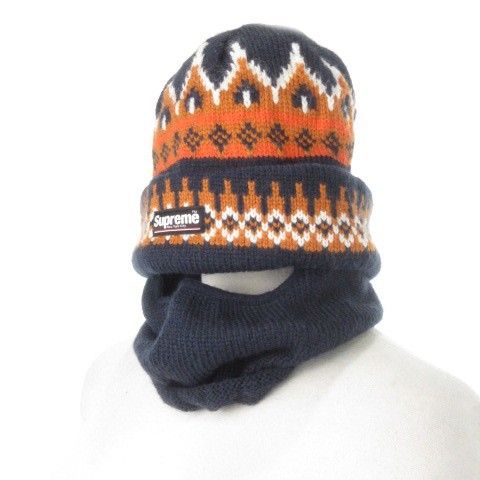 シュプリーム SUPREME Facemask Beanie フェイスマスク ニット帽 ビーニー クラバ インターシャ ノルディック柄 ロゴ 紺 ネイビー MN 1 GY 01