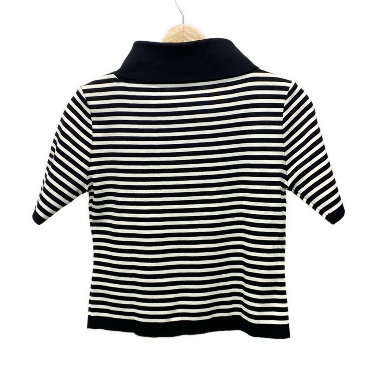 Rene ルネ 半袖カットソー サイズ36 S レディース - 黒×白 タートルネック ボーダー
