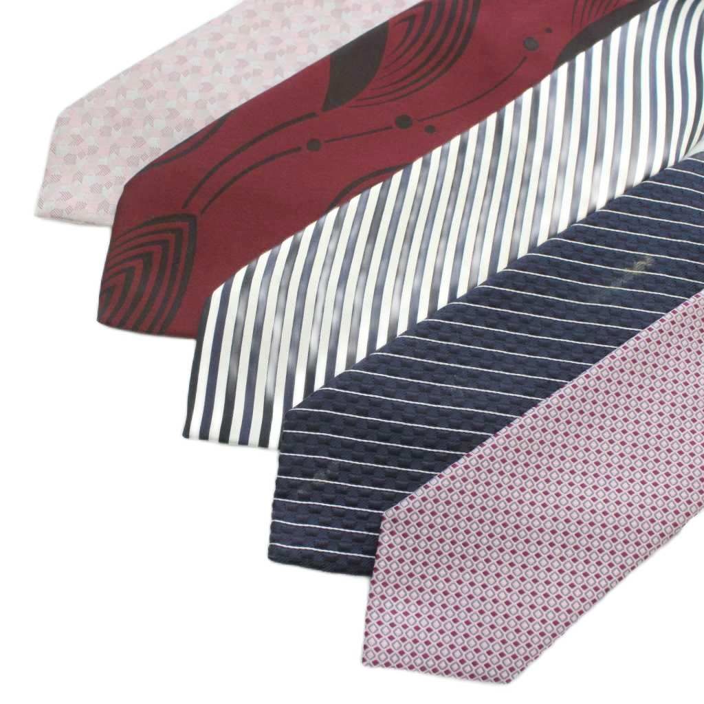 エンポリオアルマーニ EMPORIO ARMANI ネクタイ 5本セット 絹 シルク レギュラータイ ストライプ 総柄 ロゴ 紺 ネイビー ピンク 赤 レッド XZ GY 18