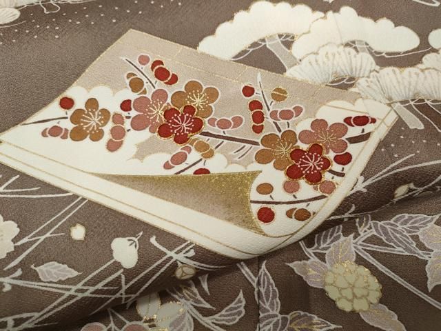 平和屋着物○訪問着 駒刺繍 冊子草花文 金彩 正絹 逸品 CABA8311ut