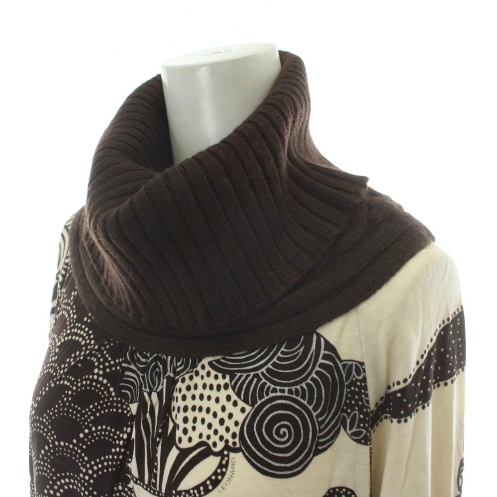 レオナール LEONARD カットソー 長袖 ニット切替 タートルネック