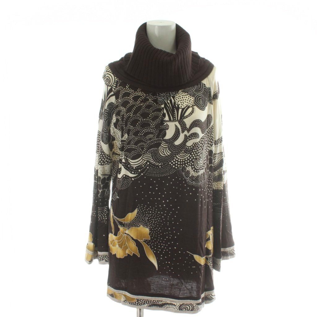 レオナール LEONARD カットソー 長袖 ニット切替 タートルネック