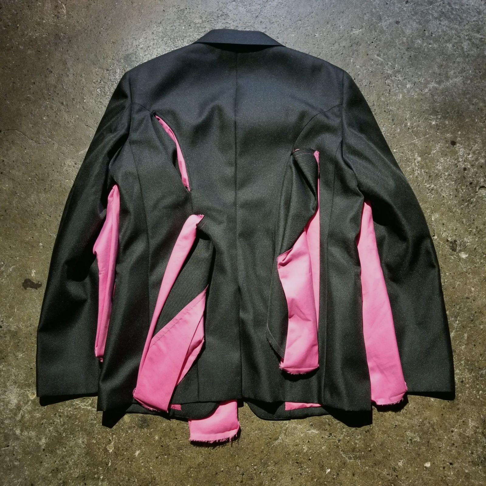 コムデギャルソンオムプリュス25S/Sポリエステル加工フリルジャケット COMME des GARCONS HOMME PLUS 25ss ウールギャバ フリルデザイン