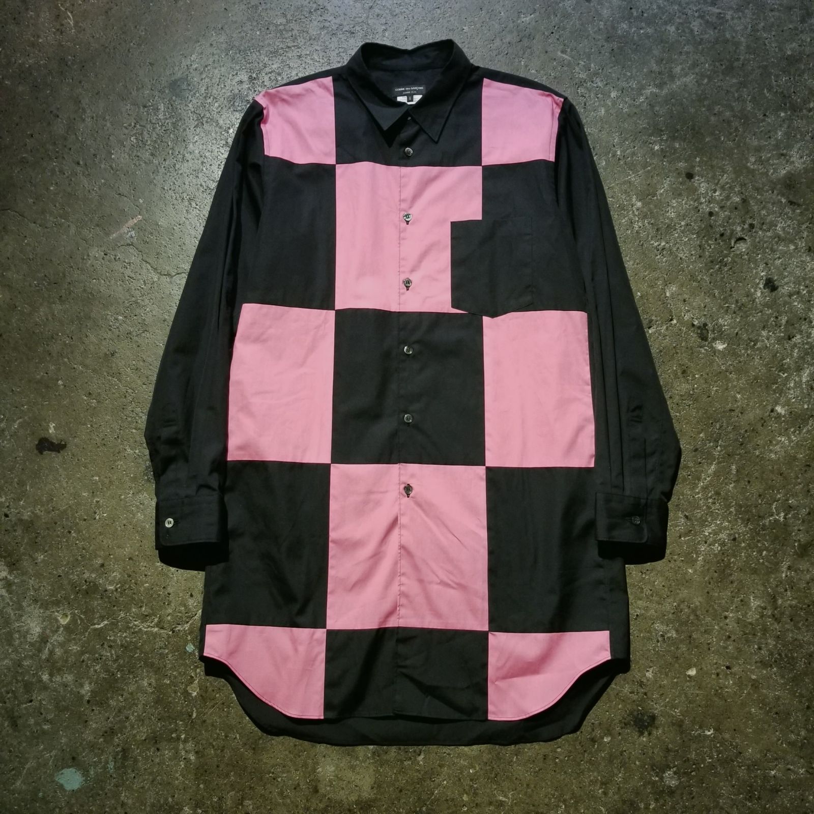 コムデギャルソンオムプリュス　25ss ピンク×ブラックチェックシャツ　シャツ コムデギャルソンオムプリュス 25ss ピンク×ブラックチェックシャツ