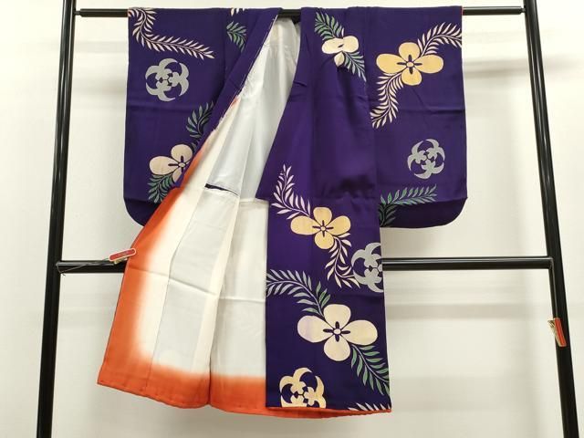 平和屋着物 アンティーク 大正ロマン 七五三 女の子 ７歳 祝着 四つ身 草花文 ze