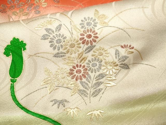  平和屋着物∵女の子 十三参り 子供 祝着 駒刺繍 鼓草花文 暈し染め 金銀彩 ze 着物 着物ドレス 着物 浴衣 和小物