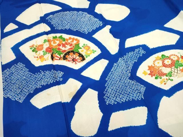  平和屋着物 七五三 女の子 ７歳 祝着 四つ身 駒刺繍 絞り 地紙花車文 金彩 ze 着物 着物ドレス 着物 浴衣 和小物