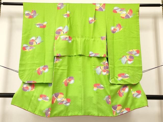 平和屋着物 七五三 女の子 ７歳 祝着 四つ身 長襦袢 無双仕立て 半衿刺繍 セット 鴛鴦 ma