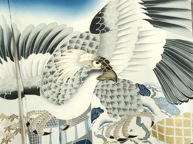  平和屋着物 お宮参り 男の子 祝着 産着 初着 のしめ 鷹 屏風草花文 金彩 ze 着物 着物ドレス 着物 浴衣 和小物