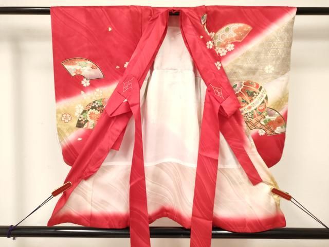 平和屋着物 七五三 女の子 ３歳 祝着 三つ身 鞠花文 暈し染め 金彩 ma