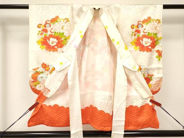 平和屋着物 七五三 女の子 ３歳 祝着 三つ身 刺繍 花鳥文 金銀糸 ma