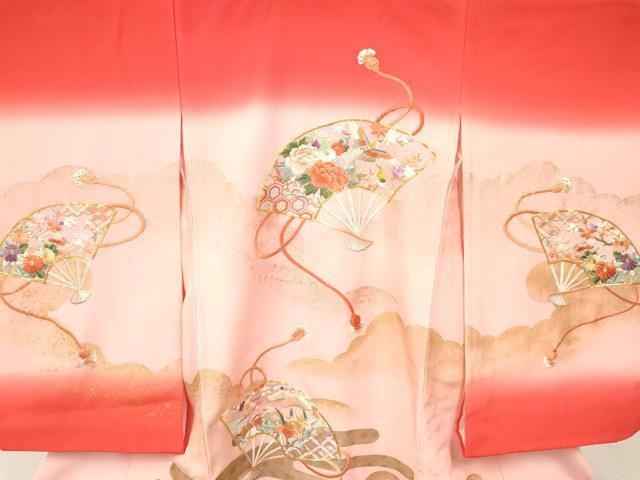 扇面花鳥文 暈し染め