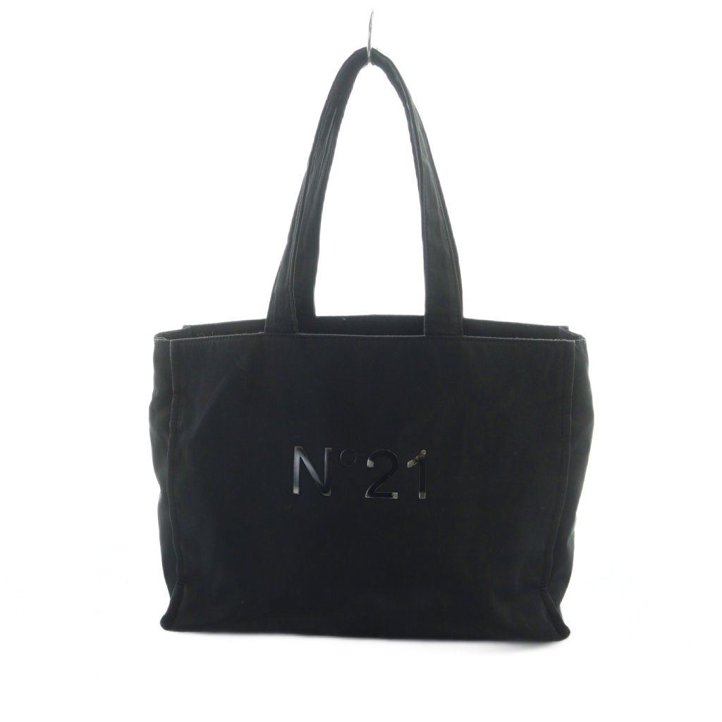 【中古】ヌメロヴェントゥーノ N°21 トートバッグ ハンド ナイロン ロゴ 黒 ブラック ■GY42 /MQ レディース ヌメロヴェントゥーノ N°21 トートバッグ ハンド ナイロン ロゴ 黒