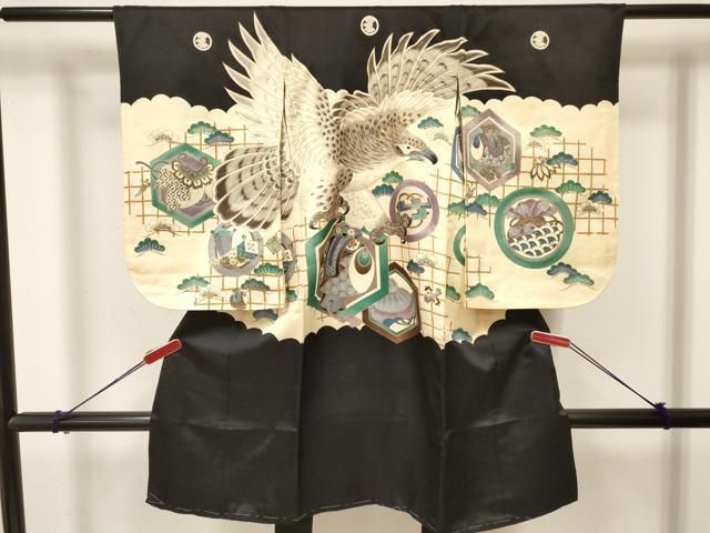 平和屋着物 七五三 男の子 祝着 鷹 鷲 打ち出の小槌 松文 金彩 ma