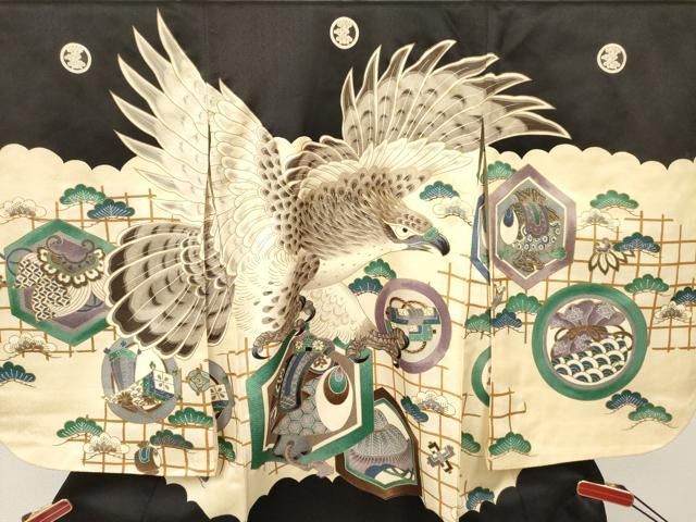平和屋着物 七五三 男の子 祝着 鷹 鷲 打ち出の小槌 松文 金彩 ma