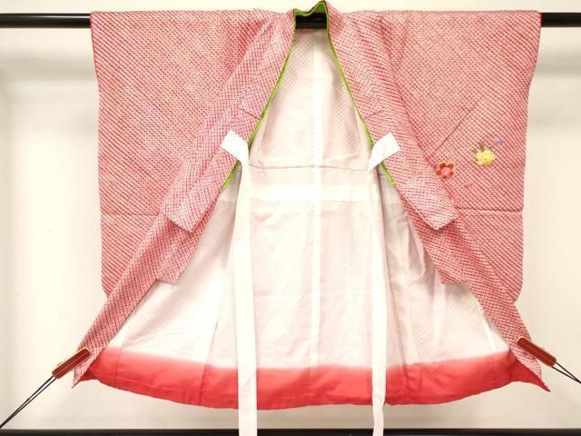 平和屋着物 七五三 女の子 ３歳 祝着 三つ身 刺繍 絞り 鞠花文 金糸 ma