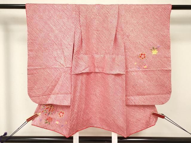 平和屋着物 七五三 女の子 ３歳 祝着 三つ身 刺繍 絞り 鞠花文 金糸 ma