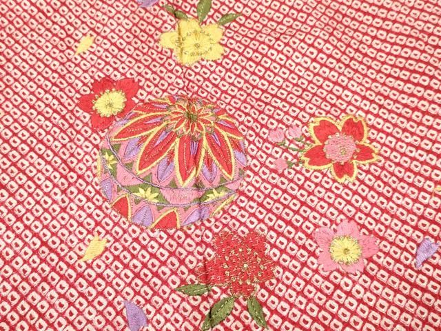  平和屋着物 七五三 女の子 ３歳 祝着 三つ身 刺繍 絞り 鞠花文 金糸 ma 着物 着物ドレス 着物 浴衣 和小物