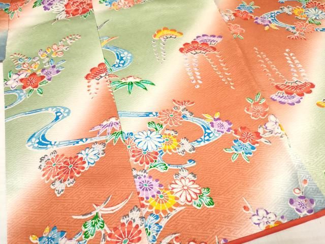 流水花文 暈し染め