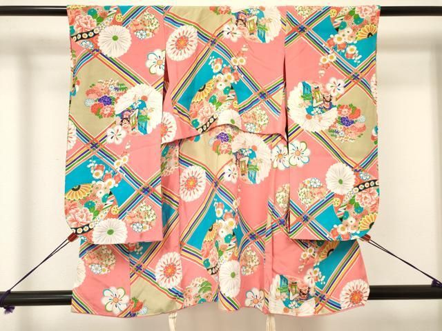 平和屋着物 アンティーク 大正ロマン 七五三 女の子 ３歳 祝着 三つ身 御所車鞠花文 ma