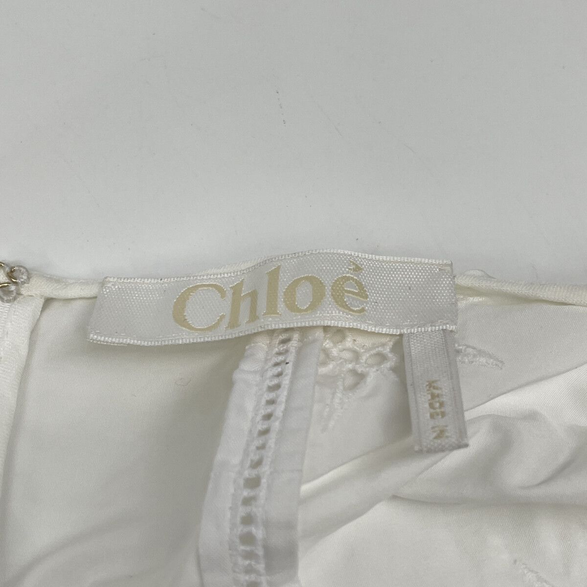  CHLOE クロエ ﾎﾜｲﾄ ｺｯﾄﾝ ﾗｯﾌﾙ ﾌﾞﾗｳｽ 36 その他 トップス