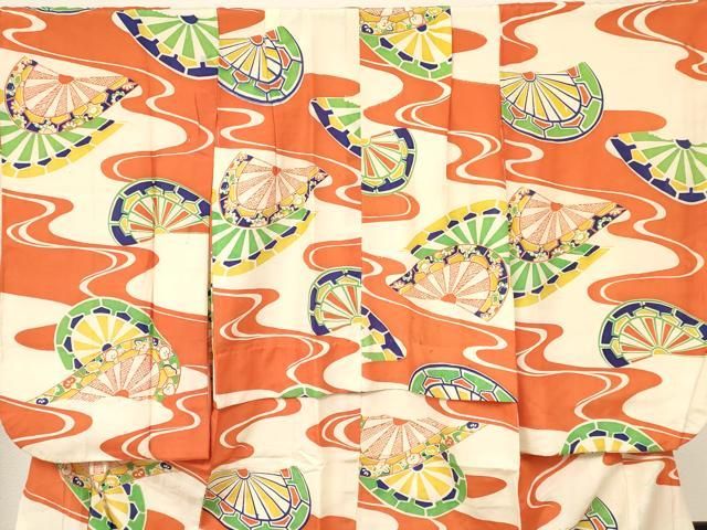  平和屋着物 アンティーク 大正ロマン 七五三 女の子 ７歳 祝着 四つ身 流水片輪車花文 ma 着物 着物ドレス 着物 浴衣 和小物