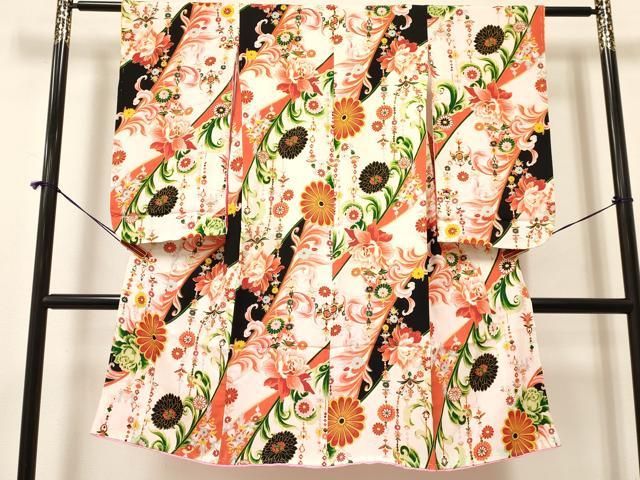 平和屋着物 アンティーク 大正ロマン 七五三 女の子 ７歳 祝着 四つ身 草花文 金彩 ma