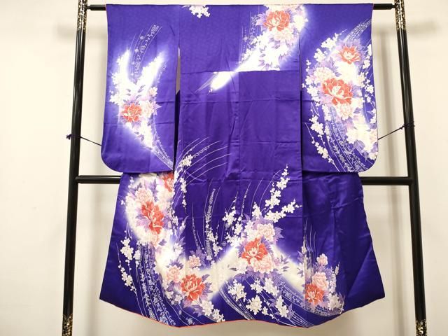 平和屋着物 七五三 女の子 ７歳 祝着 四つ身 牡丹花文 暈し染め 金彩 ma