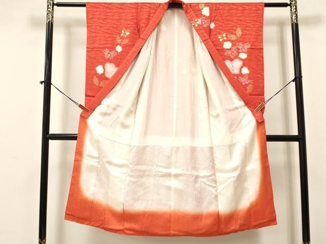 平和屋着物 七五三 女の子 ７歳 祝着 四つ身 駒刺繍 絞り 花蝶文 金彩 ma