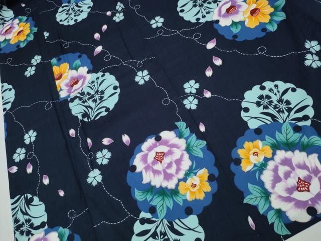  平和屋着物∴夏物 浴衣 雪輪花文 金彩 綿 ng 浴衣単品 浴衣