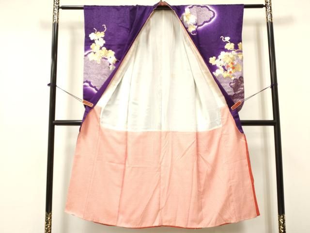 平和屋着物∵女の子 十三参り 子供 駒刺繍 絞り 葡萄蔦の葉文 暈し染め 金彩 ma