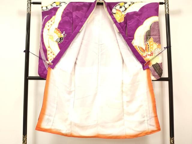  平和屋着物 七五三 女の子 ７歳 祝着 四つ身 長襦袢 単衣 セット 駒刺繍 花蝶文 金彩 ma 着物 着物ドレス 着物 浴衣 和小物