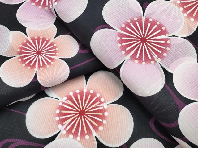 平和屋着物∴夏物 浴衣 綿紅梅 流水舞梅文 綿 ng