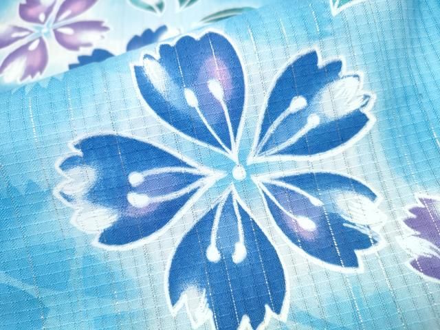 平和屋着物∴夏物 浴衣 綿紅梅 舞花文 ラメ糸 綿 逸品 CABA0655ng