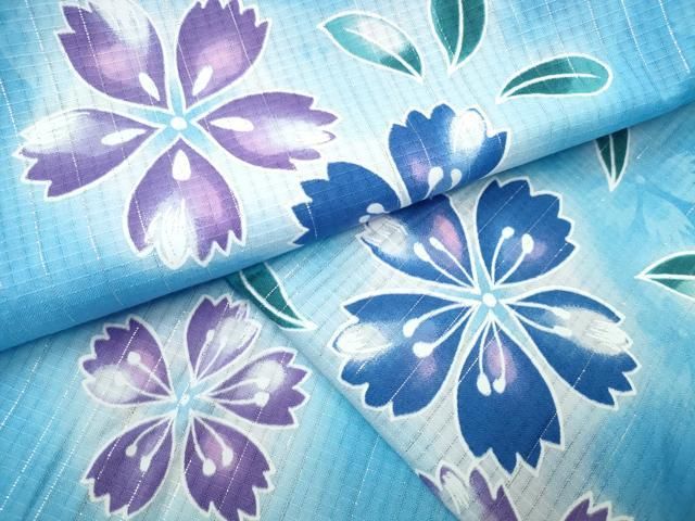 平和屋着物∴夏物 浴衣 綿紅梅 舞花文 ラメ糸 綿 ng