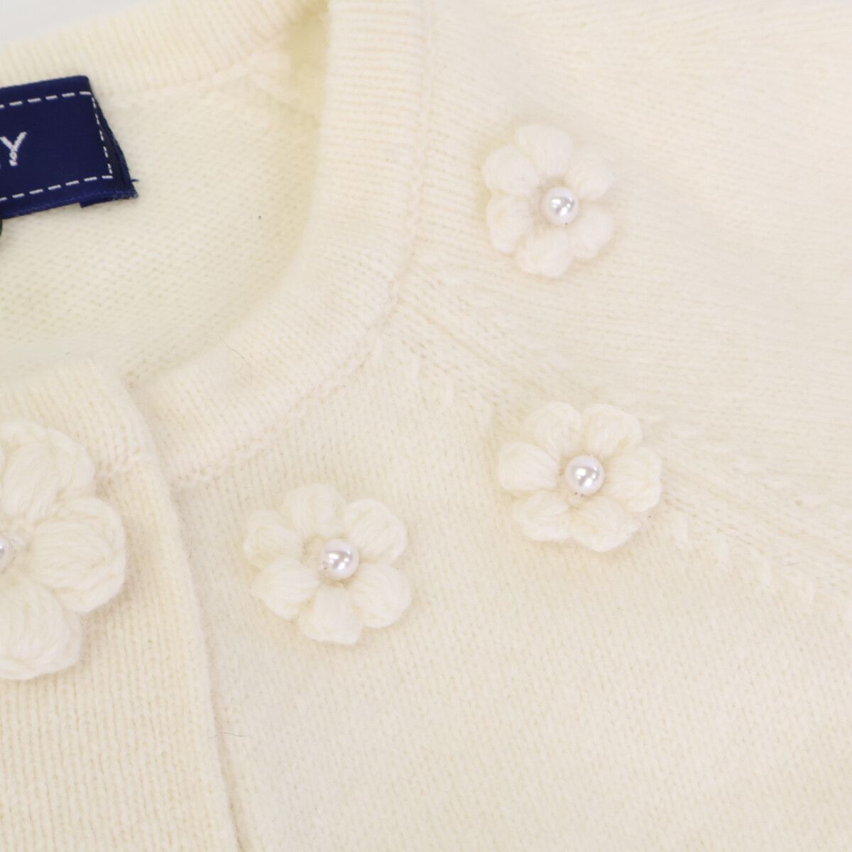  M S GRACY エムズグレイシー GL-318627 ﾍﾞｰｼﾞｭ ｳｰﾙ×ﾅｲﾛﾝ ﾌﾗﾜｰﾓﾁｰﾌ ﾌﾚｱｽﾘｰﾌﾞﾆｯﾄｶｰﾃﾞｨｶﾞﾝ 38 その他 トップス