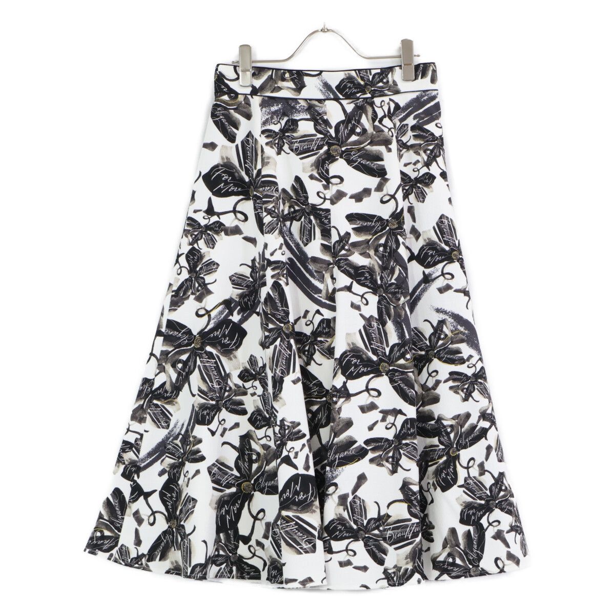 ANAYI アナイ 10232711640 ﾎﾜｲﾄ×ﾌﾞﾗｯｸ ｱｰﾄﾌﾗﾜｰﾌﾟﾘﾝﾄﾌﾚｱｽｶｰﾄ 38 - メルカリ