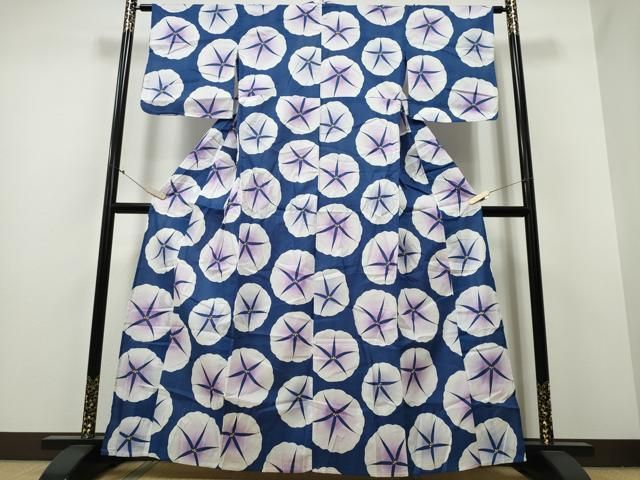 平和屋着物∴夏物 浴衣 朝顔 綿 ng