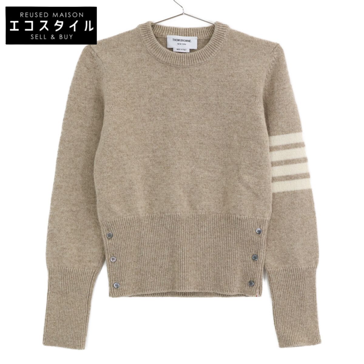 THOM BROWNE トムブラウン FKA 507 A-Y 1026 ｶｰｷ ﾐﾗﾉｽﾃｯﾁ 4 BAR ﾌﾟﾙｵｰﾊﾞｰ 38