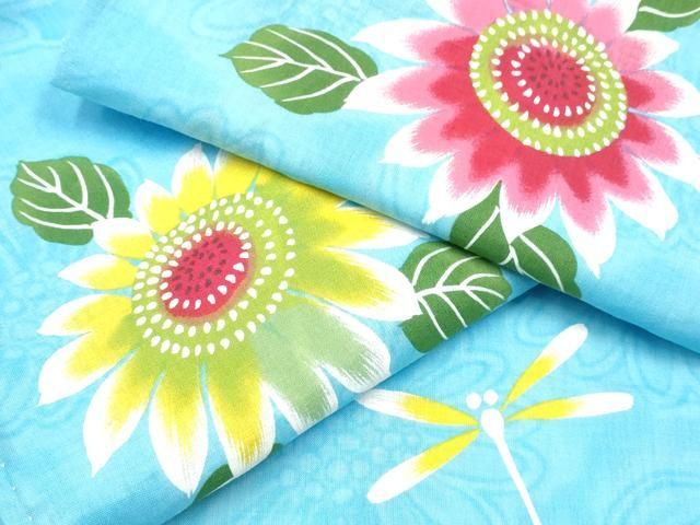 平和屋着物∴夏物 浴衣 蜻蛉 トンボ 舞菊文 綿 ng