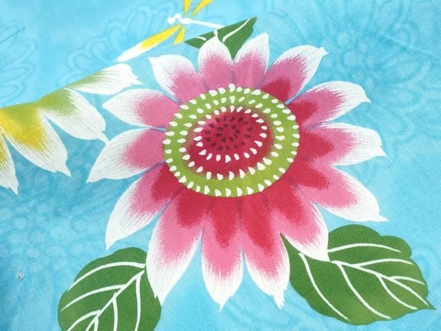  平和屋着物∴夏物 浴衣 蜻蛉 トンボ 舞菊文 綿 ng 浴衣単品 浴衣