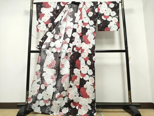 平和屋着物∴夏物 浴衣 舞花尽くし ラメ 綿 ng