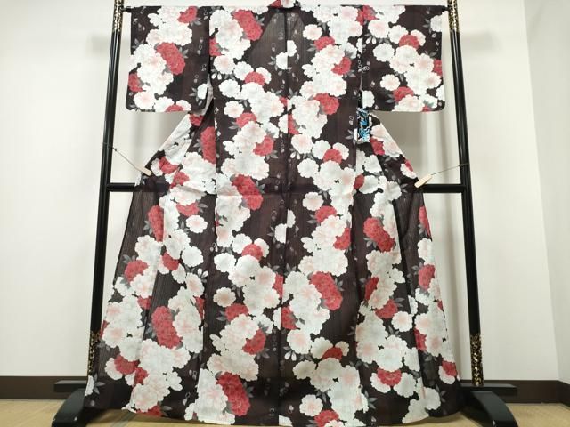 平和屋着物∴夏物 浴衣 舞花尽くし ラメ 綿 ng