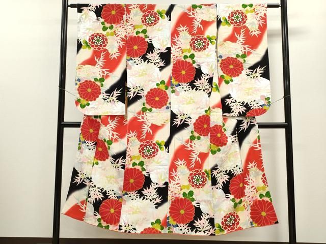 平和屋着物∵女の子 十三参り 子供 祝着 草花文 暈し染め 金銀彩 ze