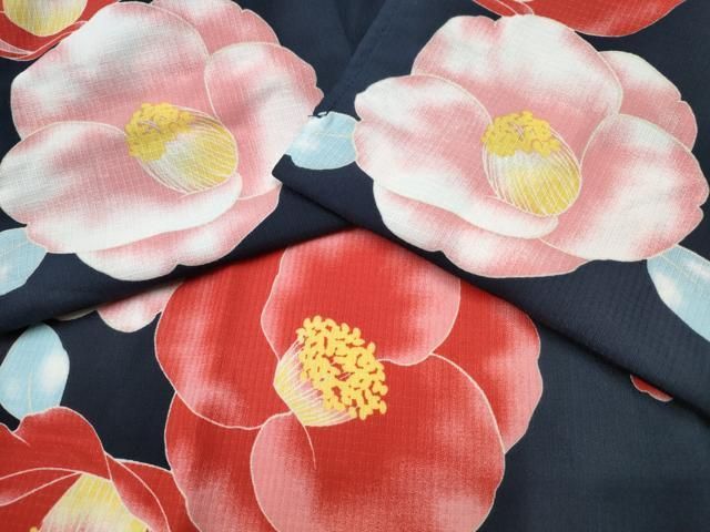 平和屋着物∴夏物 浴衣 紅梅 椿 洗える着物 ng